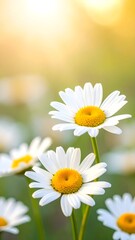 Fototapeta premium Close-up of blooming daisy flowers with soft natural background