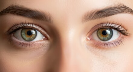 Obraz premium Close Up of Two Striking Green Eyes with Brown Accents