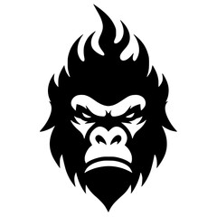 Fire gorilla logo silhouette