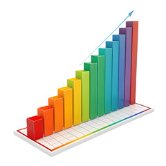 Rainbow Bar Chart: Visualizing Growth and Progress on transparent background