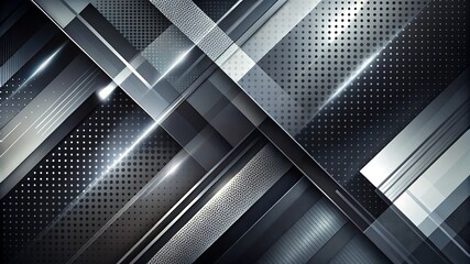 Obraz premium Futuristic abstract background with metallic geometric shapes, sharp lines, and glowing light effect
