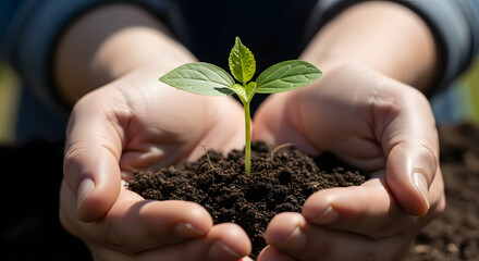 Hands Protecting Young Plant Seedling - Sustainability and Environmental Protection Concept 2025