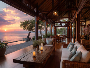 Fototapeta premium Ocean View from Luxury Villa at Sunset