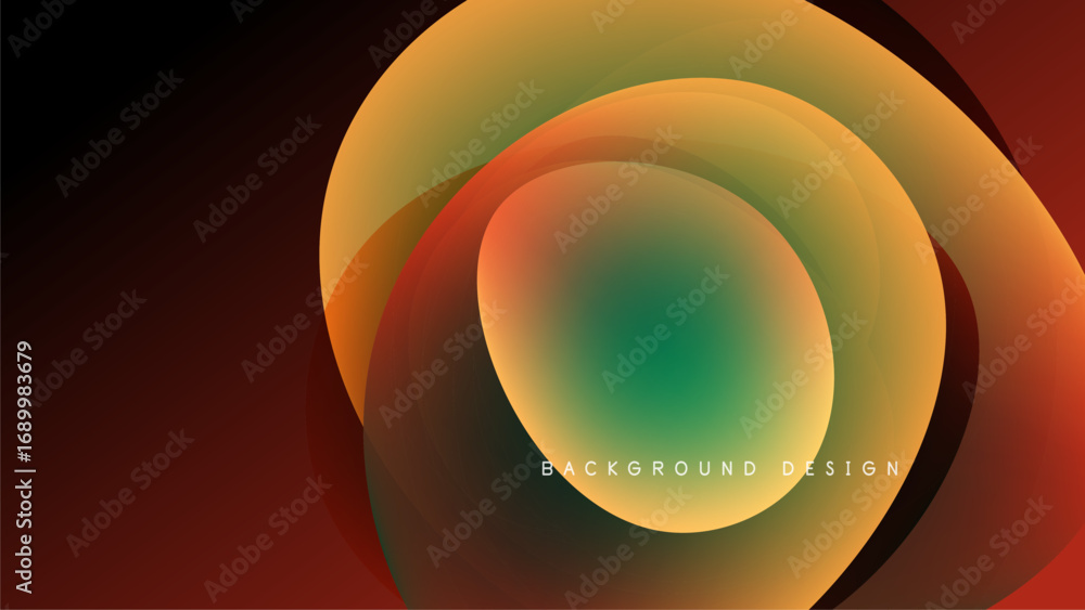 Poster abstract flowing shapes, warm colors dominate. gradient blends create dynamic visual effect. minimal