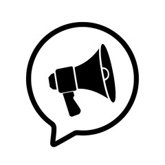 An eye-catching vector illustration of a megaphone inside a speech bubble, perfect for concepts related to marketing, public speaking, announcements, and communication. 