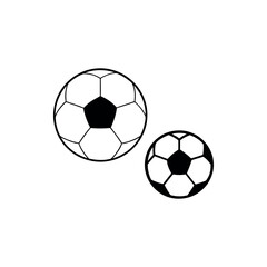 Fototapeta premium Two stylized soccer balls on a white background, one larger than the other silhouette vector