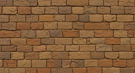 Obraz premium Close-up view of a brick wall with varying shades of brown and textured surfaces.