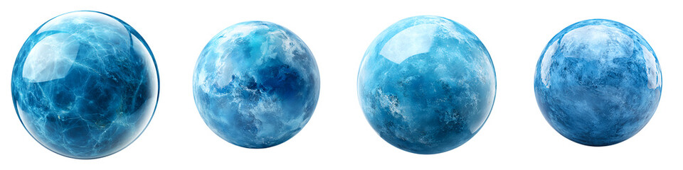 Blue Marble Spheres: Decorative Stone Ball Set