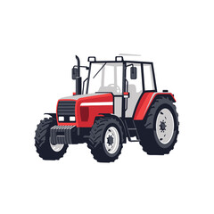 Red and Gray Tractor Illustration on White Background