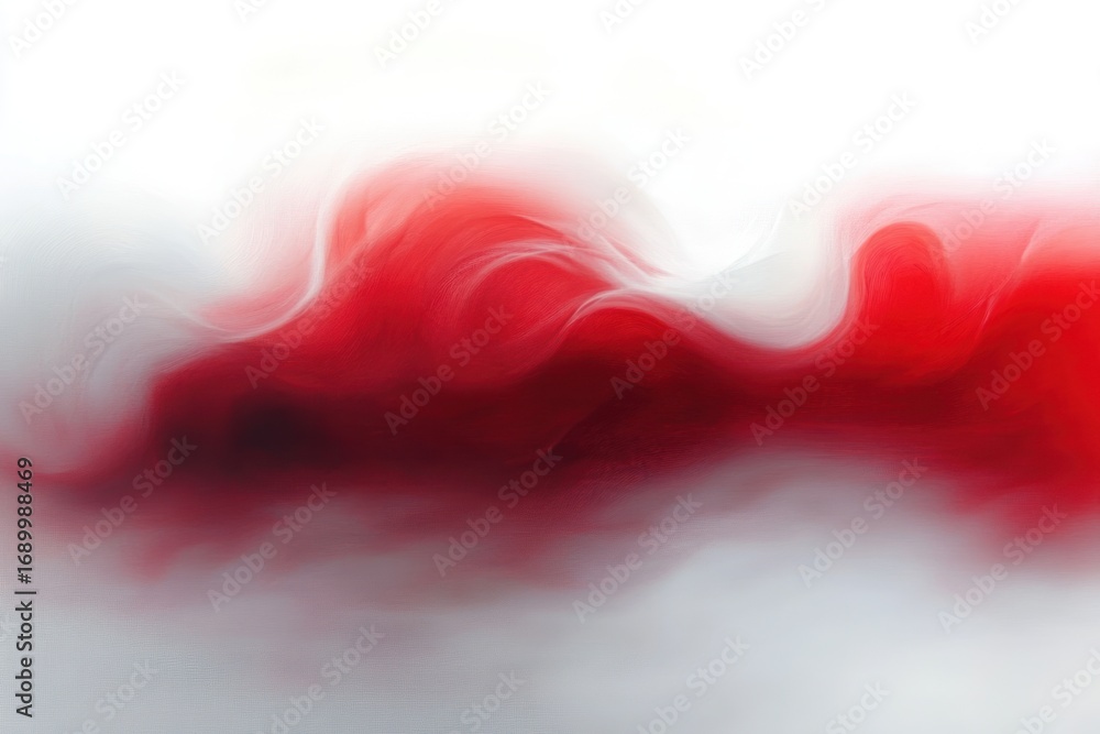 Fototapete abstract swirling red and white waves blending smoothly with a soft, smoky texture creating a dynami