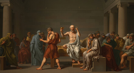 The Death of Socrates &ndash; Classical Painting of the Greek Philosopher's Final Moments Surrounded by His Disciples