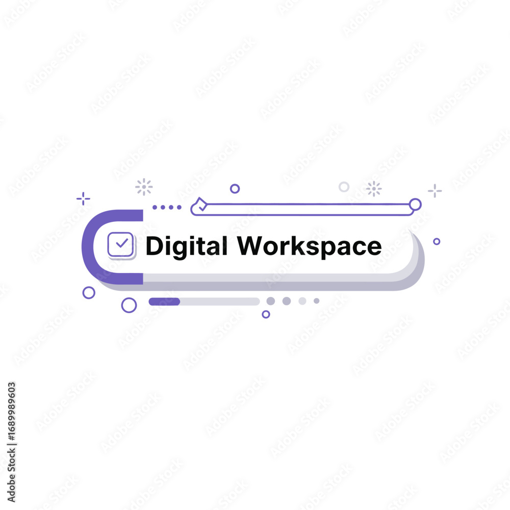Poster a graphic representation of a digital workspace concept with checkmark and design elements.