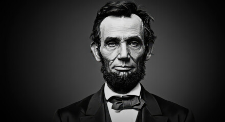 Portrait of Abraham Lincoln – 16th President of the United States in Classic Black and White Style