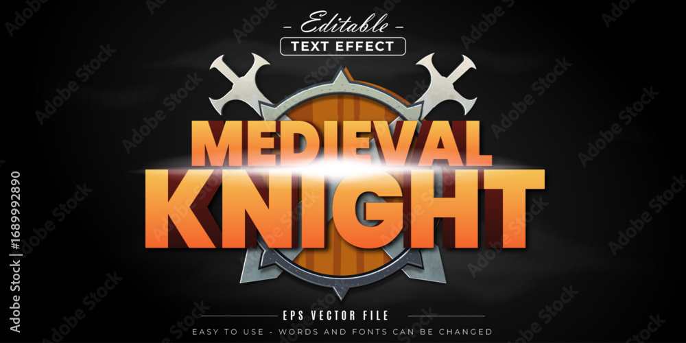 Poster medieval knight editable text effect in modern style.