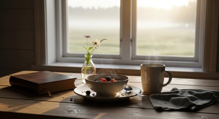 Peaceful Morning: Breakfast by the Window