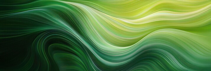 Abstract flowing green and yellow waves creating a smooth, dynamic texture with a sense of motion and calmness