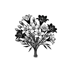 Elegant monochrome bouquet of lilies, a classic floral arrangement for design projects silhouette vector