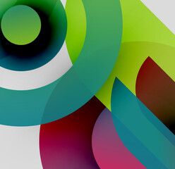 Fototapeta premium Abstract composition. Overlapping circles, vibrant colors, smooth gradients create dynamic visual experience. Modern design.