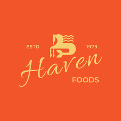 Classic Horse and Waves Logo type with Script Font