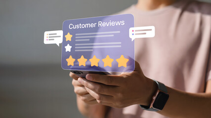 Checking customer feedback using a mobile device for business reputation