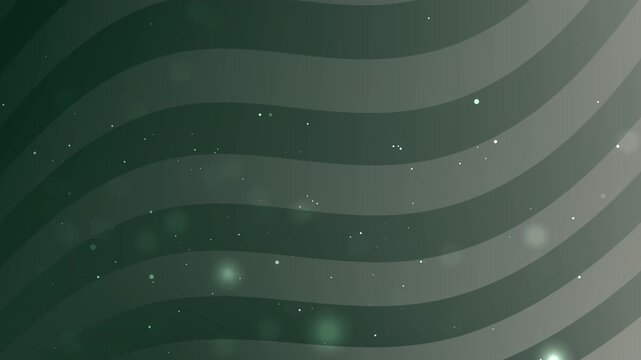 Dark wavy green patterns with luminous particles and bright glowing orbs create a mystical abstract background for magical designs. Suitable for fantasy themes and artistic projects.
