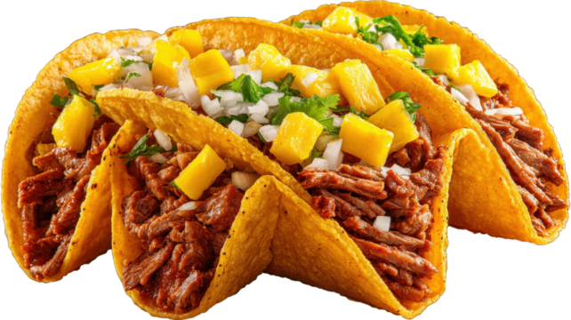 Tacos al pastor, Mexican food isolated on a white background