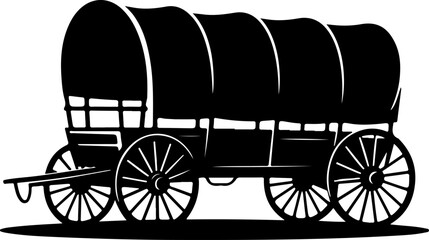 Old western covered wagon  silhouette vector illustration © CraftB