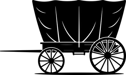 Old western covered wagon  silhouette vector illustration