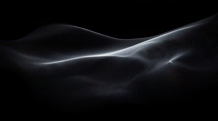Abstract dark background with flowing wavy lines creating a sense of depth and motion in smooth curves