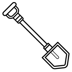 Compact Trenching Tool Icon Minimalist Line Art Vector for Construction and Landscaping Equipment