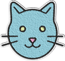 Colorful Embroidered Cat Face Patch