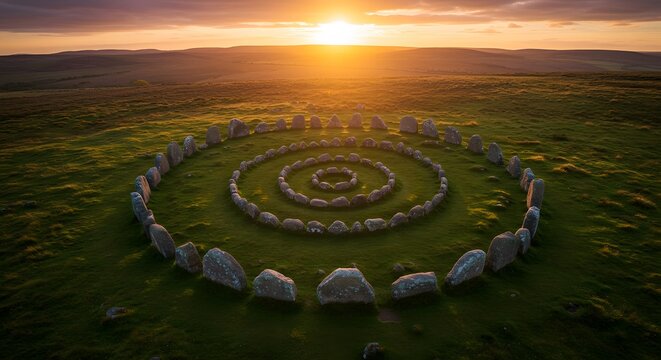Meldon Hill Stone Circle at Sunset