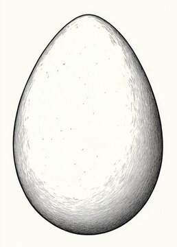 Detailed black and white sketch of a single large egg with shading and texture on a plain background
