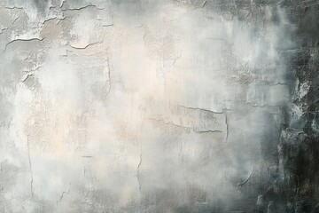 Close-up of textured, cracked, and weathered gray concrete wall with peeling paint and rough surface