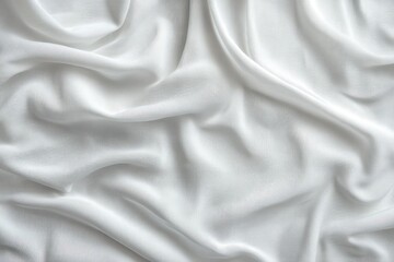 close-up of gently wrinkled soft white fabric with smooth flowing folds and textures