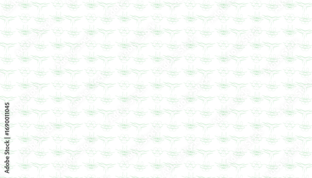 Poster repeating pattern of green abstract swirls and lines on a white background seamless