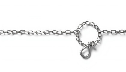 Metal chain with a loop and hook on a white background  