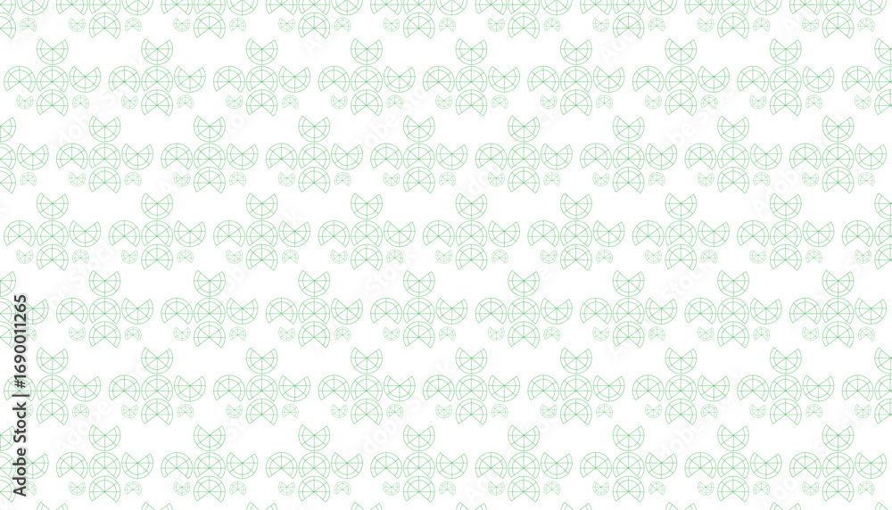 Poster repeating pattern of green geometric line art shapes on a white background abstract