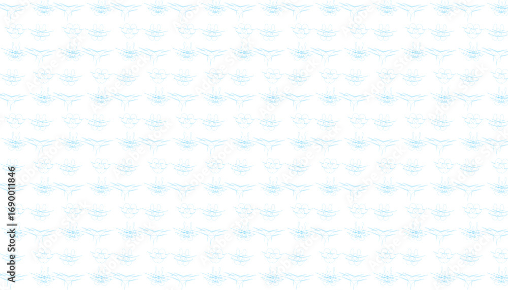 Poster repeating pattern of light blue abstract swirls and lines on a white background seamless
