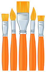 Vibrant cartoon paintbrushes set for painting and art supplies education