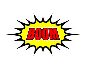 boom text comic bubble png sign isolated on transparent background  