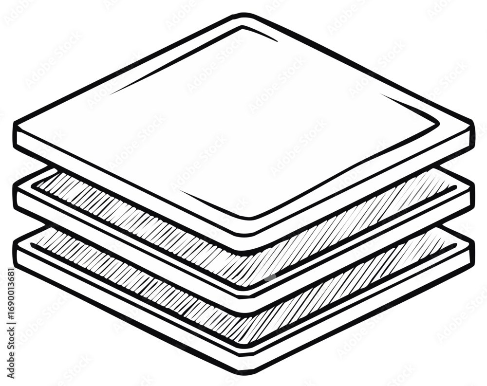 Aufkleber isometric stacked layers concept hand drawn illustration for design hierarchy and structure