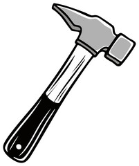 Illustration of an Isolated Claw Hammer with Two-Sided Head and Smooth Handle