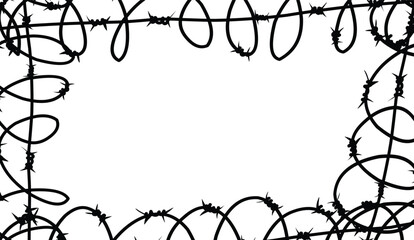 silhouette of Barbed wired border.eps