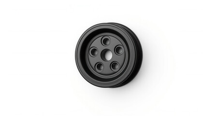 Black car wheel with five holes on a white background  