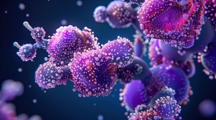 Fototapeta premium Colorful Bacterial Cells Microorganisms in Purple Pink Blue Tones