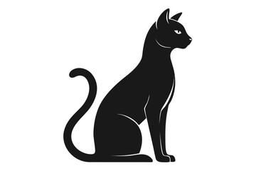 Fototapeta premium Black cat silhouette sitting on white background vector illustration
