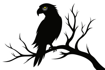 Obraz premium Eagle bird of prey perched on a tree branch vector illustration