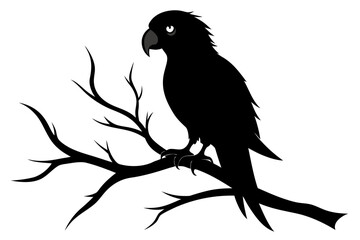 Fototapeta premium Crow and raven perched on a tree branch vector illustration