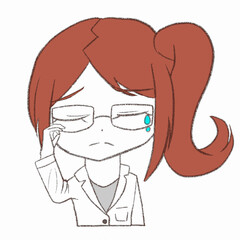 白衣を着た女性が泣いている